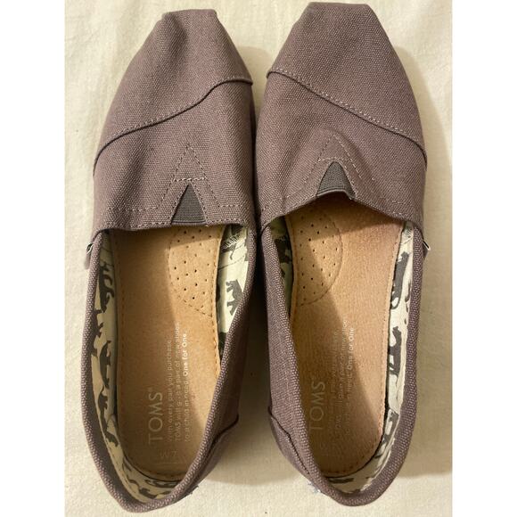 Toms Alpargata Women's‎ Size 7 Slip On Canvas Flats Shoes Gray Beige - Picture 5 of 7